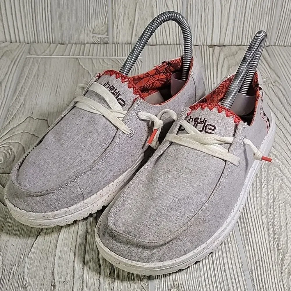 Hey Dude Wendy Fawn Inca Grey Loafers Womens Size 6